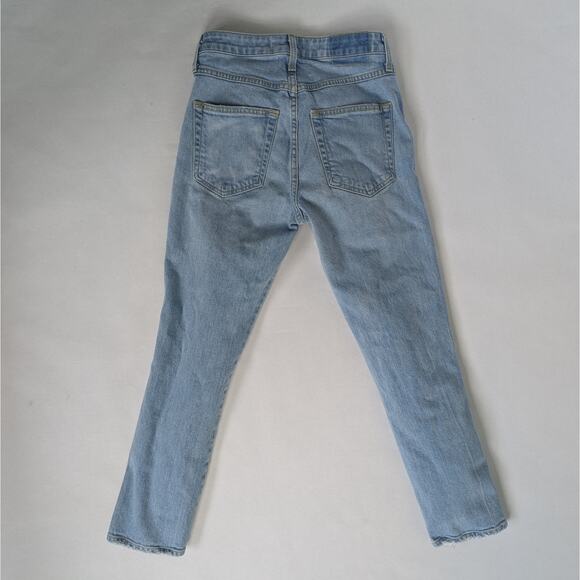 Amo Jeans Chelsea Crop Womens 26 Blue Straight Leg High Rise Distress Light Wash - Picture 11 of 11